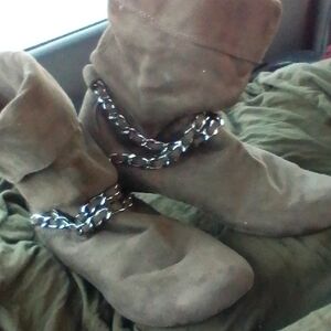 Report Brown Ankle Boots with Chain Detail